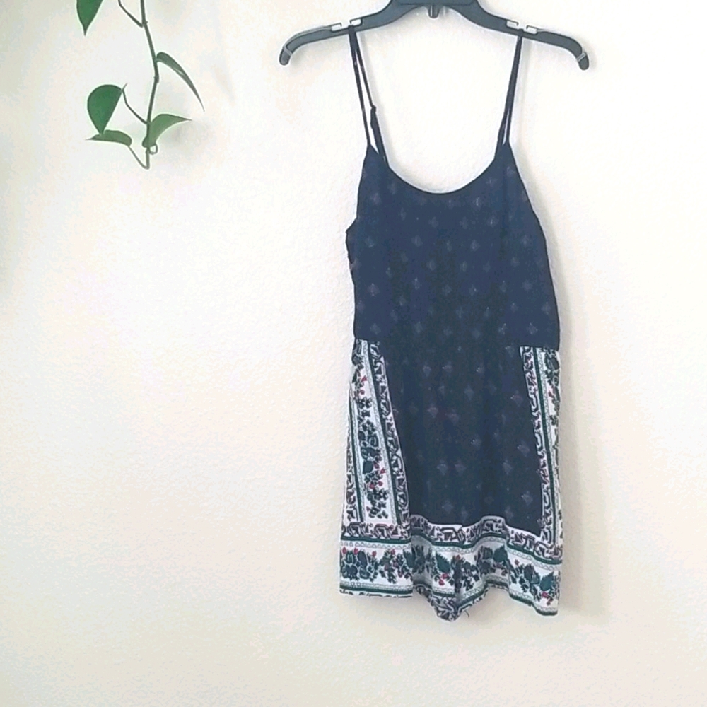 Blue romper with swedish floral